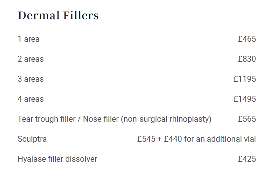 Dermal Fillers Pricing